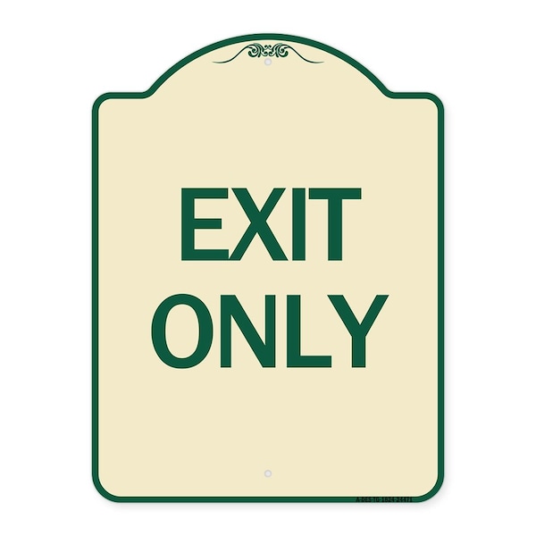 Signmission Designer Series Sign-Exit Only, Tan & Green Heavy-Gauge Aluminum Sign, 24" H, 18" L, TG-1824-24471 A-DES-TG-1824-24471 - main